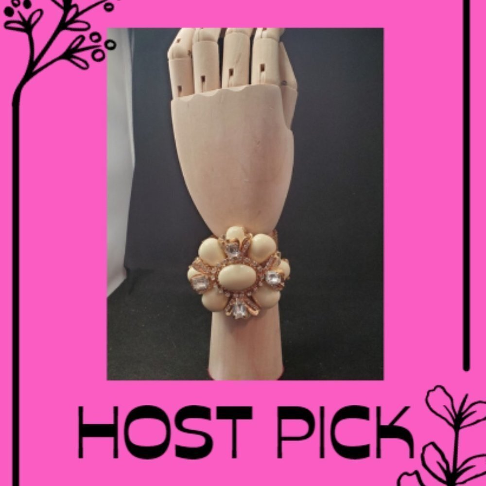 Scaasi Cabochon Gold Plated Statement Bracelets
